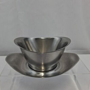 WMF Cromargan Stainless Steel Gravy Boat With Saucer 0.30L Germany MCM Sleek